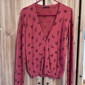 Sisley Dog-Print Rust Cardigan size L